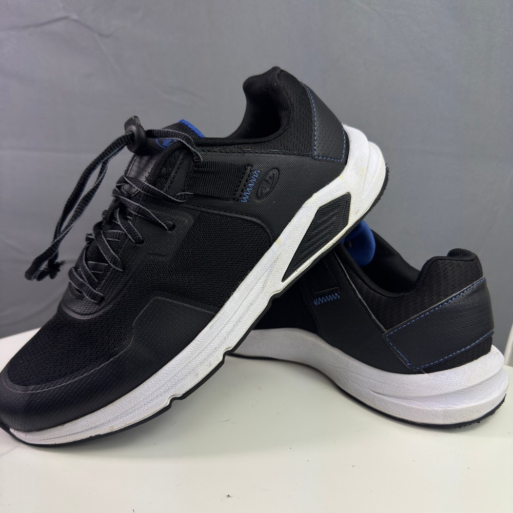 Athletic Works Cree Mens SZ 8 Black Blue Mesh Memory Foam Running Shoes Sneaker